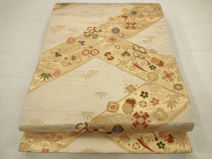 平和屋着物◎六通柄袋帯　唐織　吉祥文　金糸　正絹　逸品　AABJ6866pf