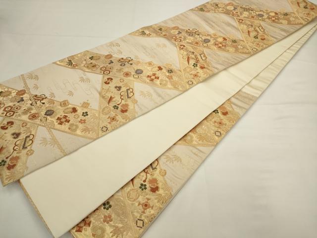 平和屋着物◎六通柄袋帯　唐織　吉祥文　金糸　正絹　逸品　AABJ6866pf