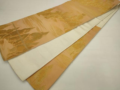 平和屋着物◎六通柄京袋帯　風景文　金糸　正絹　逸品　AABJ6869pf