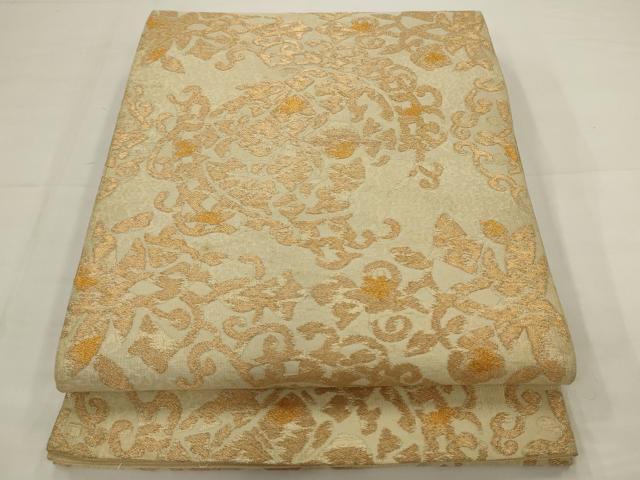 平和屋着物◎六通柄袋帯　飾花文　金糸　正絹　逸品　AABJ6872pf