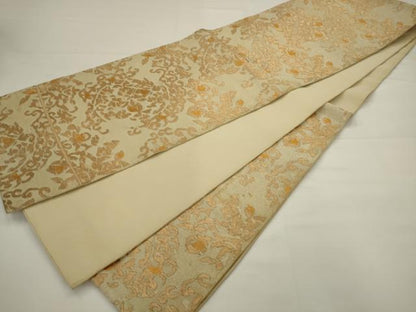 平和屋着物◎六通柄袋帯　飾花文　金糸　正絹　逸品　AABJ6872pf