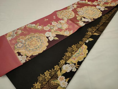 平和屋着物●西陣　谷常織物謹製　六通柄袋帯　唐織　飾花文　金糸　証紙付き　正絹　逸品　AABJ6886pf