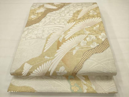 平和屋着物●六通柄袋帯　草花文　金銀糸　正絹　逸品　AABJ6887pf