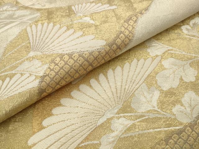 平和屋着物●六通柄袋帯　草花文　金銀糸　正絹　逸品　AABJ6887pf