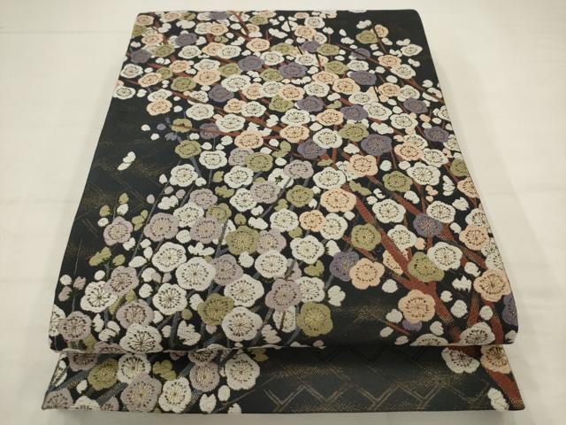 平和屋着物●六通柄袋帯　唐織　紹巴　枝梅　金糸　正絹　逸品　AABJ6888pf