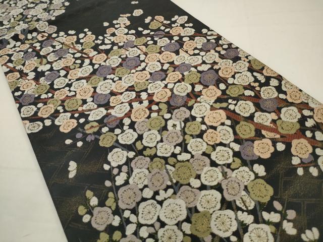 平和屋着物●六通柄袋帯　唐織　紹巴　枝梅　金糸　正絹　逸品　AABJ6888pf