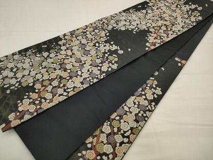 平和屋着物●六通柄袋帯　唐織　紹巴　枝梅　金糸　正絹　逸品　AABJ6888pf