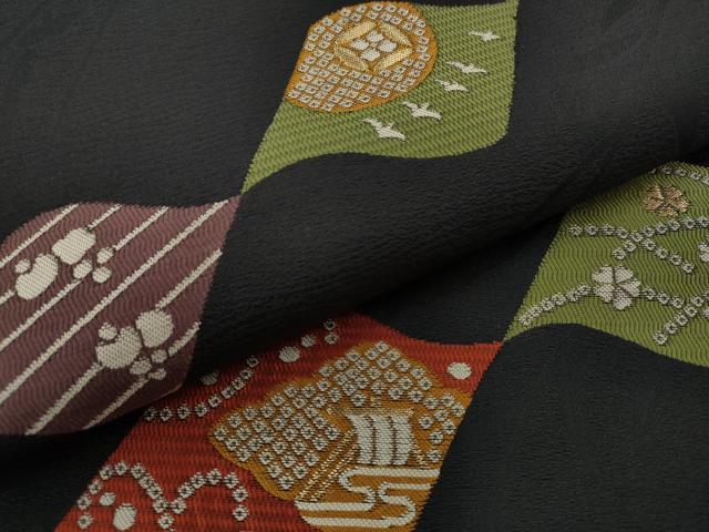 平和屋着物●西陣　九寸名古屋帯　瓦吉祥文　金糸　証紙付き　正絹　逸品　AABJ6891pf
