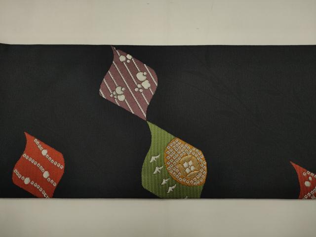 平和屋着物●西陣　九寸名古屋帯　瓦吉祥文　金糸　証紙付き　正絹　逸品　AABJ6891pf