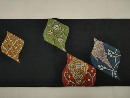 平和屋着物●西陣　九寸名古屋帯　瓦吉祥文　金糸　証紙付き　正絹　逸品　AABJ6891pf