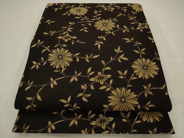 平和屋着物●六通柄袋帯　柿渋染　蔦花文　やまと誂製　正絹　逸品　AABJ6903pf