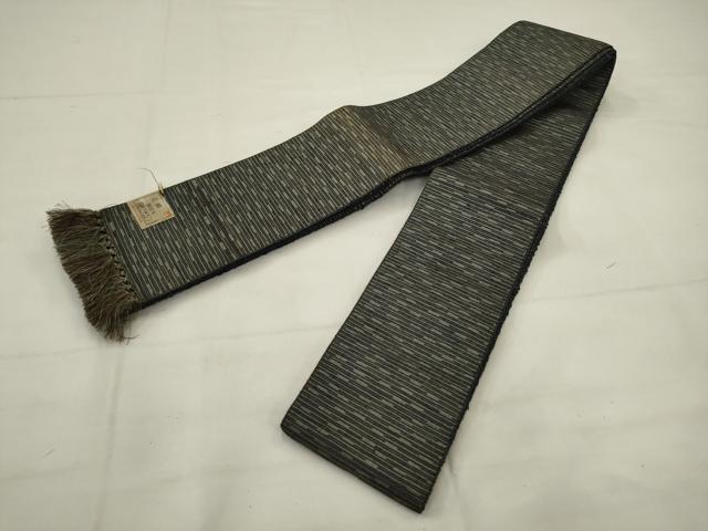 平和屋着物●男性　本場筑前博多織　角帯　横段文　正絹　逸品　AABJ6907pf