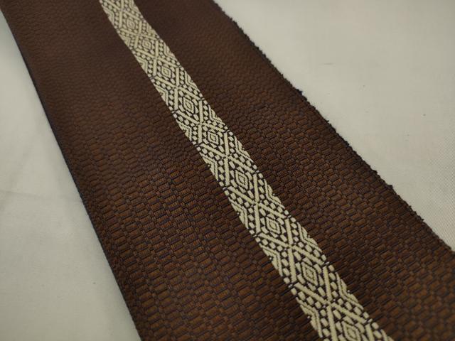 平和屋着物●男性　本場筑前博多織　角帯　間道　正絹　逸品　AABJ6908pf