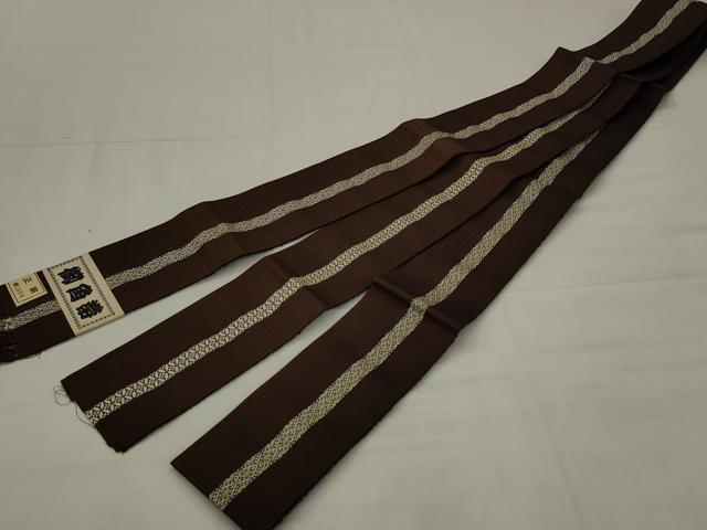 平和屋着物●男性　本場筑前博多織　角帯　間道　正絹　逸品　AABJ6908pf