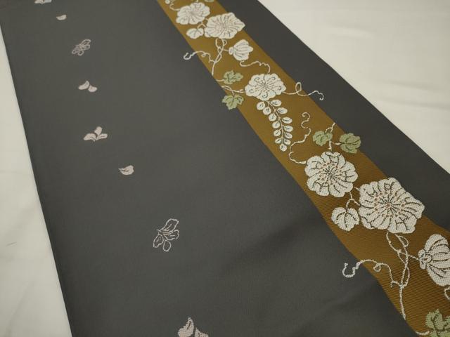 平和屋着物●六通柄　本袋帯　草花間道　正絹　逸品　AABJ6919pf