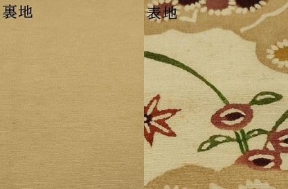 平和屋着物●九寸名古屋帯　紬地　型染め　風景飛鳥文　正絹　逸品　AABJ6920pf