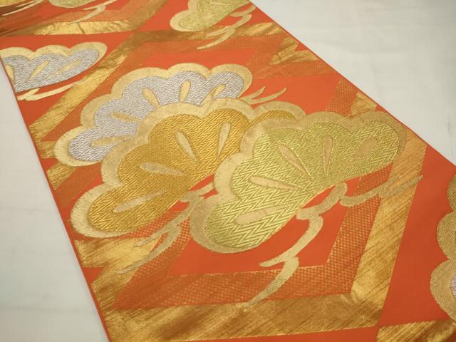 平和屋着物●西陣　川島織物　六通柄　本袋帯　松皮菱松文　金銀糸　正絹　逸品　AABJ6922pf