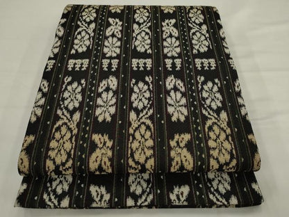 平和屋着物●六通柄袋帯　花間道　黒地　正絹　逸品　AABJ6931pf