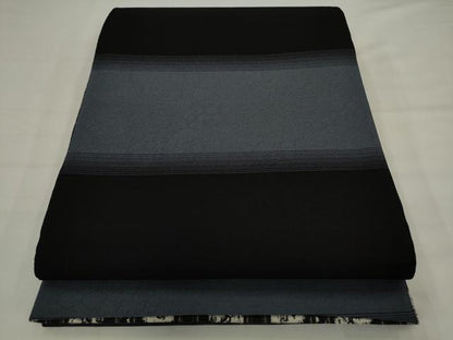 平和屋着物●六通柄袋帯　花間道　黒地　正絹　逸品　AABJ6931pf