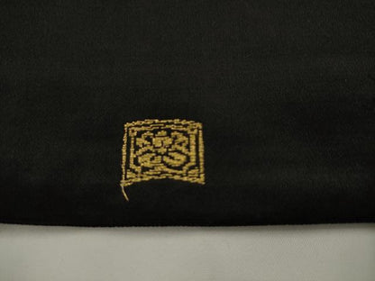 平和屋着物●アンティーク　大正ロマン　九寸名古屋帯　総手刺繍　鷺　黒地　正絹　逸品　AABJ6933pf
