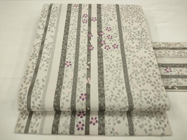 平和屋着物●本場筑前博多織　八寸名古屋帯　舞桜文　ほていや扱い　正絹　逸品　AABJ6934pf