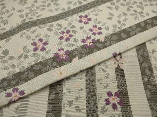 平和屋着物●本場筑前博多織　八寸名古屋帯　舞桜文　ほていや扱い　正絹　逸品　AABJ6934pf