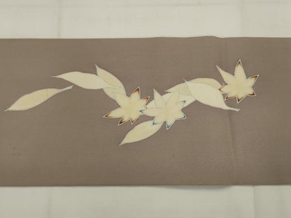 平和屋着物●塩瀬　九寸名古屋帯　友禅　花鳥文　正絹　逸品　AABJ6935pf