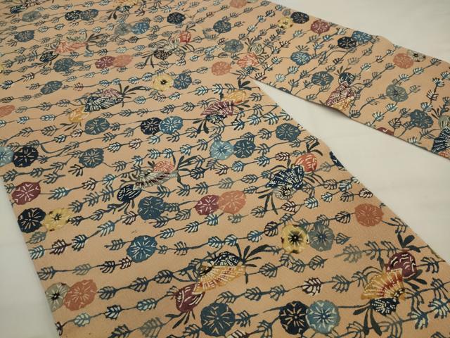 平和屋着物●九寸名古屋帯　型染め　花蝶文　正絹　逸品　AABJ6940pf