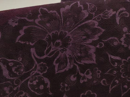 平和屋着物●両面半幅帯　更紗花文　鱗文　正絹　逸品　AABJ6942pf