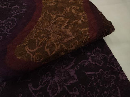平和屋着物●両面半幅帯　更紗花文　鱗文　正絹　逸品　AABJ6942pf