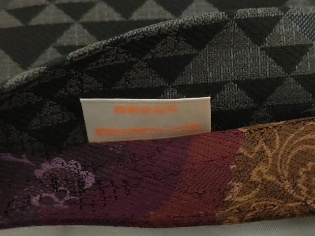 平和屋着物●両面半幅帯　更紗花文　鱗文　正絹　逸品　AABJ6942pf