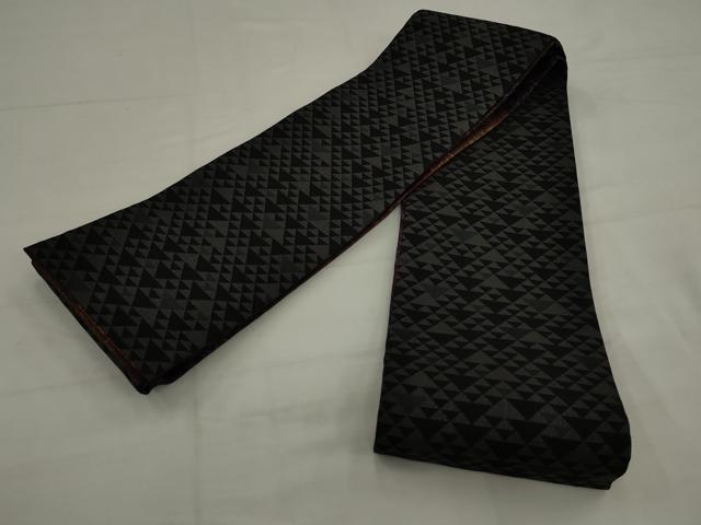 平和屋着物●両面半幅帯　更紗花文　鱗文　正絹　逸品　AABJ6942pf