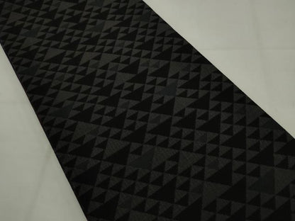 平和屋着物●両面半幅帯　更紗花文　鱗文　正絹　逸品　AABJ6942pf