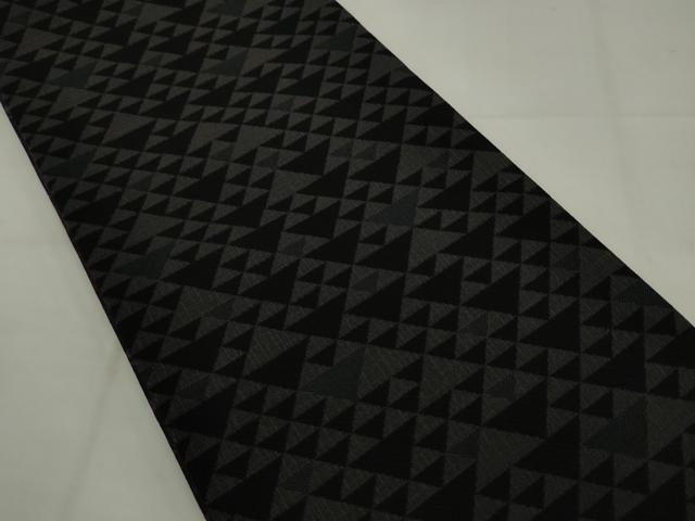 平和屋着物●両面半幅帯　更紗花文　鱗文　正絹　逸品　AABJ6942pf