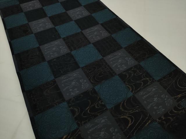 平和屋着物●両面全通柄袋帯　流水花鳥文　正絹　逸品　AABJ6958pf