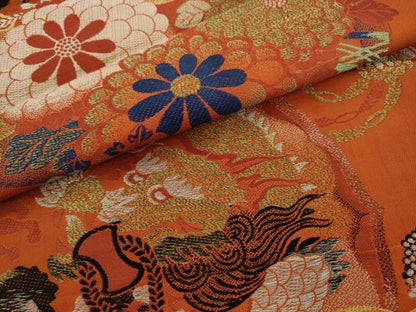 平和屋着物●アンティーク　大正ロマン　丸帯　龍　吉祥花文　正絹　逸品　AABJ6967pf