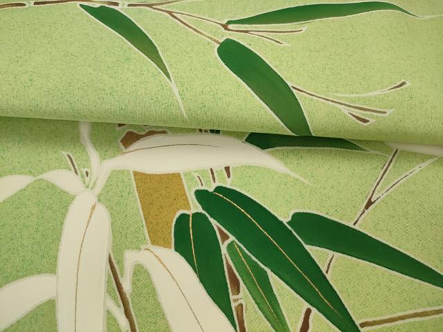 平和屋着物●塩瀬　九寸名古屋帯　笹竹文　金彩　正絹　逸品　AABJ6970pf