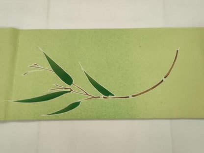 平和屋着物●塩瀬　九寸名古屋帯　笹竹文　金彩　正絹　逸品　AABJ6970pf