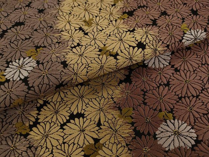 平和屋着物●全通柄袋帯　唐織　花尽くし　黒地　金糸　正絹　逸品　AABJ6979pf