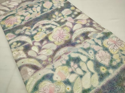 平和屋着物●全通柄袋帯　辻が花　金銀糸　正絹　逸品　AABJ6980pf
