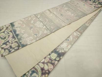 平和屋着物●全通柄袋帯　辻が花　金銀糸　正絹　逸品　AABJ6980pf