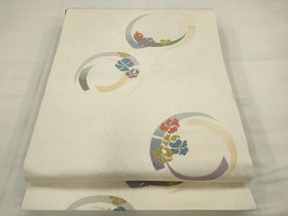 平和屋着物●六通柄京袋帯　花丸文　金糸　正絹　逸品　AABJ6981pf