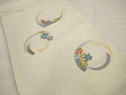 平和屋着物●六通柄京袋帯　花丸文　金糸　正絹　逸品　AABJ6981pf