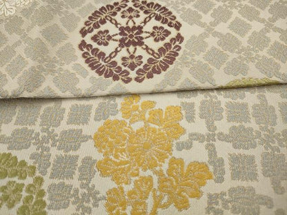 平和屋着物●九寸名古屋帯　唐織　草花丸文　正絹　逸品　AABJ6987pf