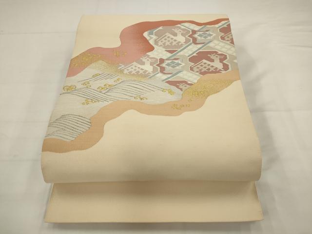 平和屋着物●九寸名古屋帯　有栖川文様　金銀糸　正絹　逸品　AABJ6990pf