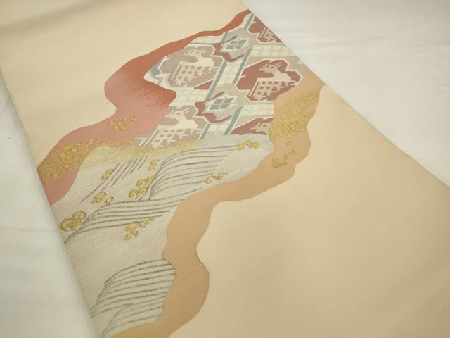 平和屋着物●九寸名古屋帯　有栖川文様　金銀糸　正絹　逸品　AABJ6990pf