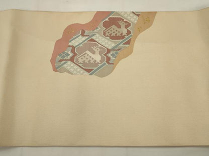 平和屋着物●九寸名古屋帯　有栖川文様　金銀糸　正絹　逸品　AABJ6990pf