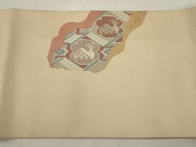 平和屋着物●九寸名古屋帯　有栖川文様　金銀糸　正絹　逸品　AABJ6990pf
