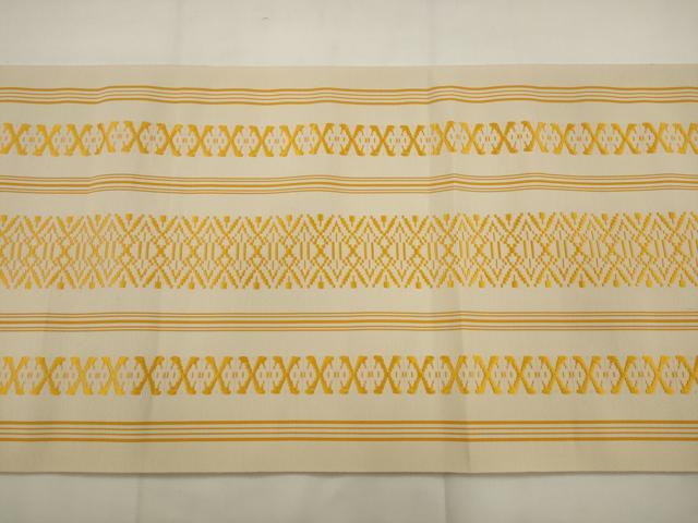 平和屋着物●本場筑前博多織　八寸名古屋帯　間道　証紙付き　正絹　逸品　AABJ6992pf