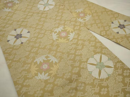 平和屋着物●九寸名古屋帯　唐織　草花丸文　正絹　逸品　AABJ6995pf